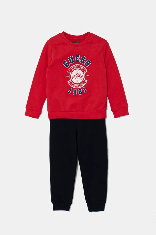 Dječja pamučna trenirka Guess pletivo crvena N4BG10.KAX73.9BYH