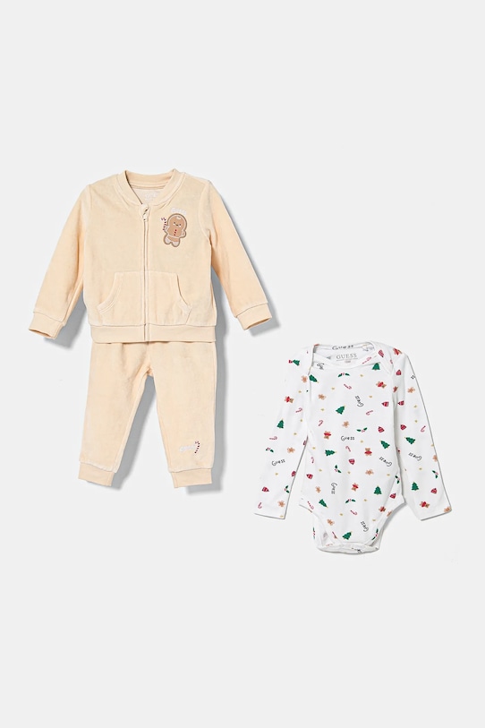 Komplet za bebe Guess natpis bež P4BG04.KAVN0.9BYH