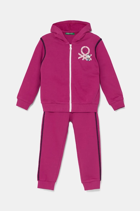 Dětská bavlněná tepláková souprava United Colors of Benetton potisk růžová 3J68GK00L.P.Seasonal