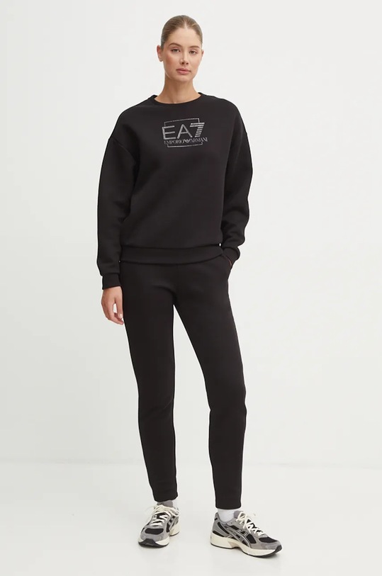 EA7 Emporio Armani melegítő szett aplikációval fekete TJUXZ.6DTV61.1200