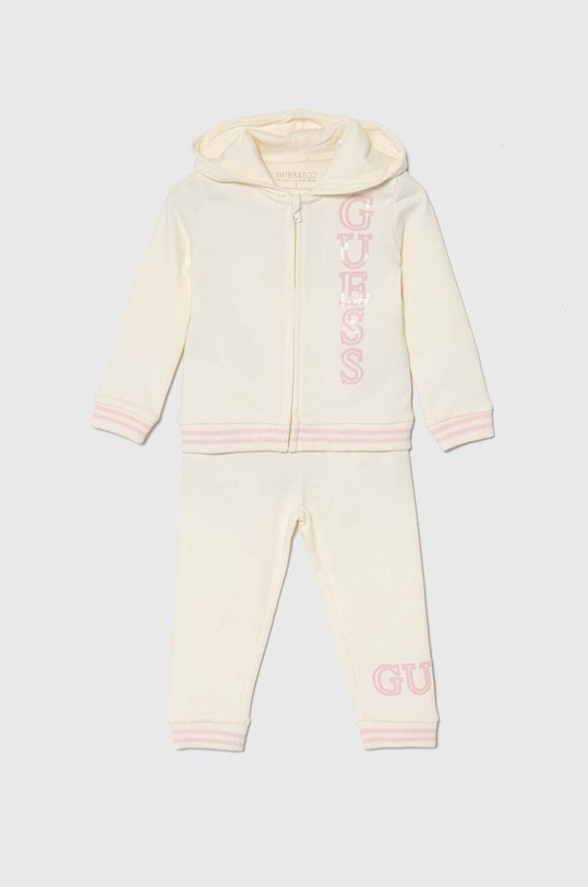 Дитячий бавовняний спортивний костюм Guess аплікація бежевий K4YG00.KA6R4.9BYH