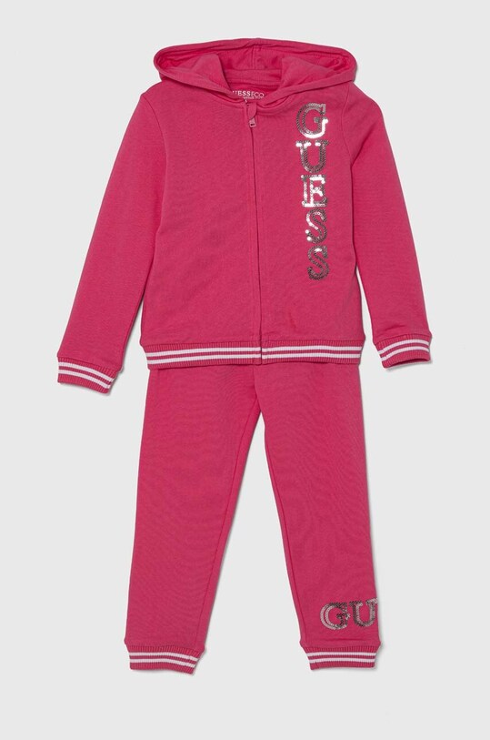 Guess dres bawełniany dziecięcy aplikacja różowy K4YG00.KA6R4.9BYH