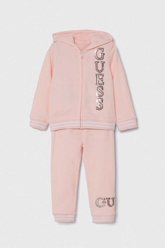 Παιδική βαμβακερή αθλητική φόρμα Guess απλικέ ροζ K4YG00.KA6R4.9BYH