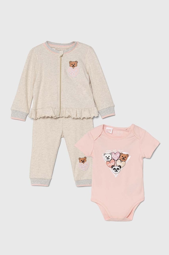 Detská tepláková súprava z bavlny Guess melanž béžová S4YG11.KAE14.9BYH