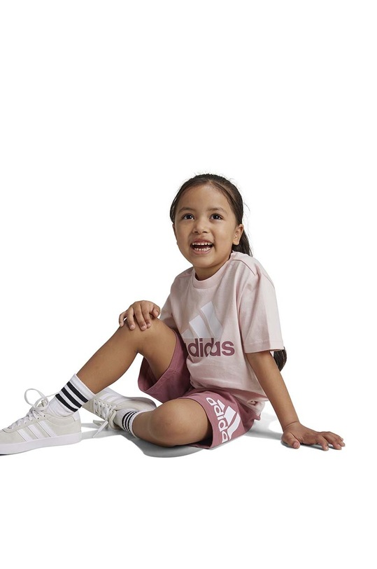 adidas komplet bawełniany dziecięcy LK BL CO T SET nadruk różowy IX7326
