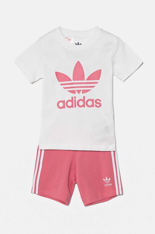 adidas Originals set de bumbac pentru bebelusi SHORT TEE SET print roz JE0523