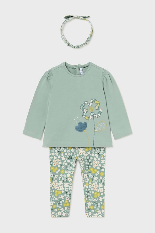 Mayoral komplet dziecięcy - bluzka, legginsy i opaska wzorzyste turkusowy 2711.4H.Baby.9BYH