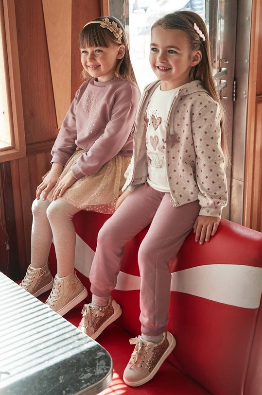 Mayoral komplet dresowy dziecięcy - longsleeve, bluza i spodnie 4889.6K.Mini.9BYH różowy
