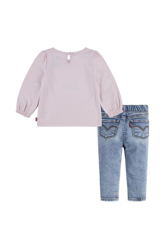 Комплект для немовлят Levi's PUFF SLEEVE TEE & JEAN SET 1EL502 рожевий AW24