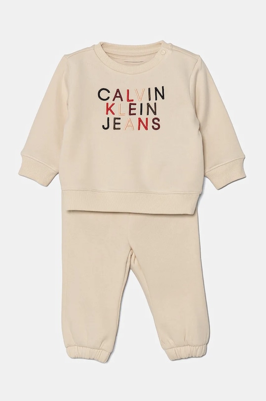 Detská tepláková súprava Calvin Klein Jeans pletenina béžová IN0IN00224.9BYH
