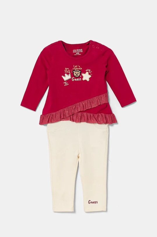 Комплект за бебета Guess надпис розов A4BG03.J1314.9BYH