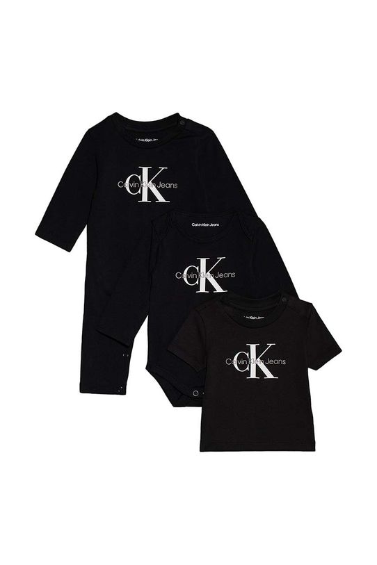Komplet za bebe Calvin Klein Jeans print crna IN0IN00212.9BYH