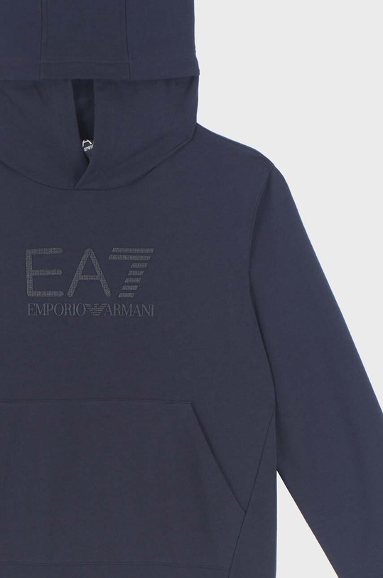 Chlapec Detská bavlnená tepláková súprava EA7 Emporio Armani 6DBV55.BJ05Z tmavomodrá
