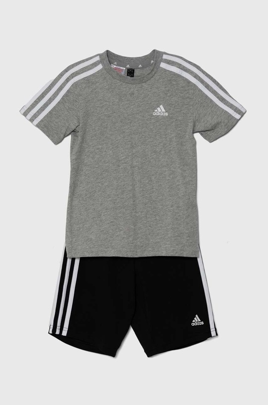 adidas komplet bawełniany dziecięcy LK 3S CO T SET IV7439 szary AW24