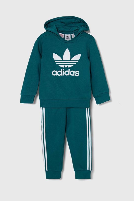 Dječja trenirka adidas Originals HOODIE SET pletivo tirkizna IX5166