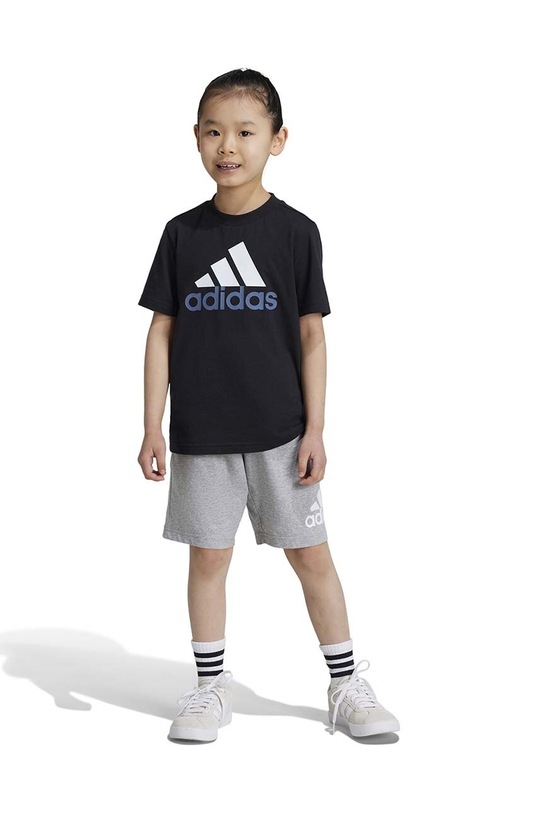 Дитячий бавовняний комплект adidas LK BL CO T SET трикотаж чорний IX7325