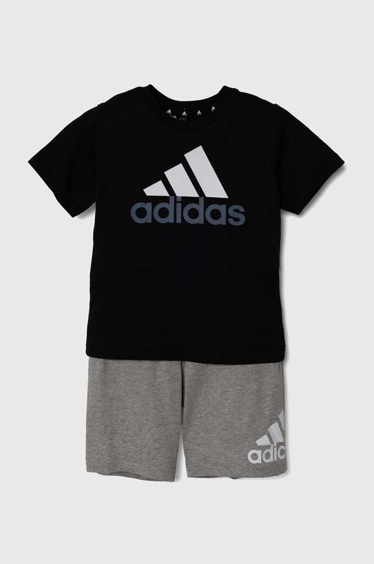 Дитячий бавовняний комплект adidas LK BL CO T SET IX7325 чорний AW24