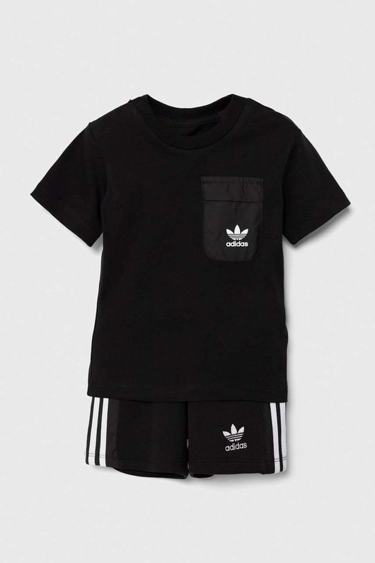 adidas Originals komplet dziecięcy SHORT TEE SET dzianina czarny IX7509