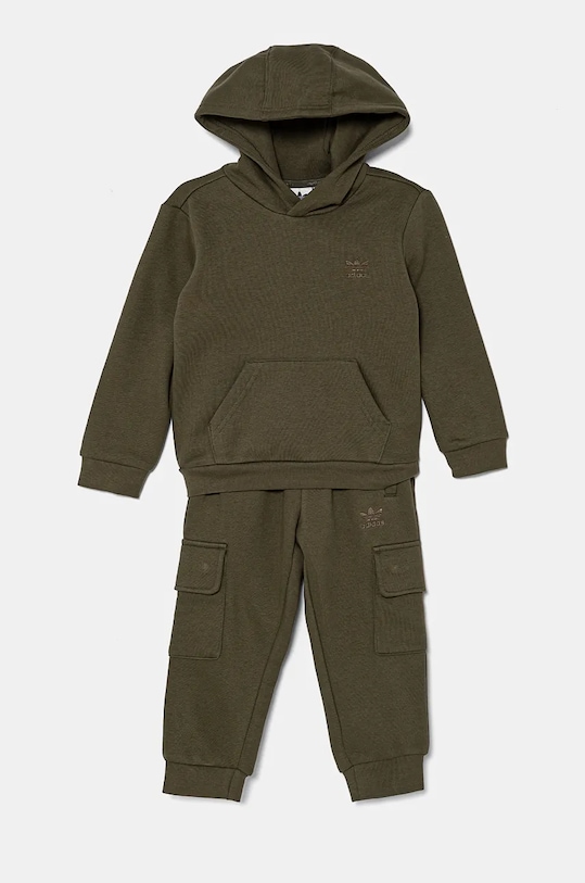 Dječja trenirka adidas Originals HOODIE FZ CARGO bez uzorka zelena IX9822