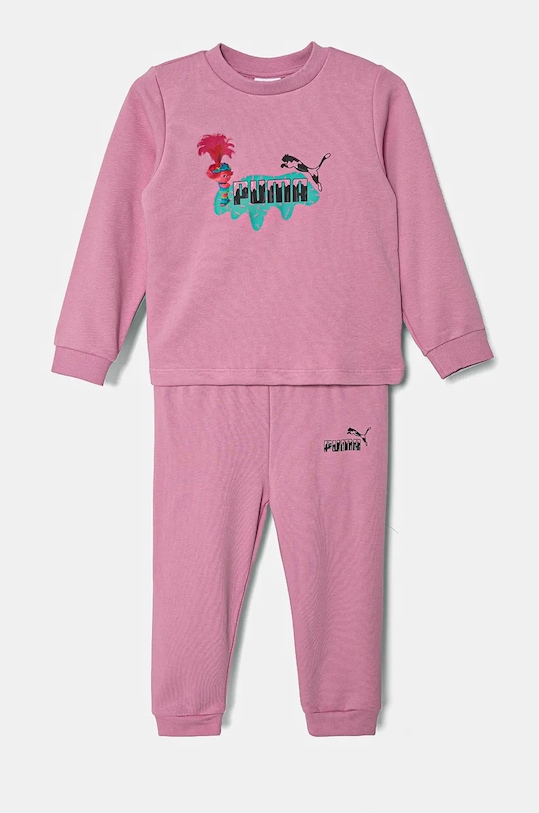 Puma dres niemowlęcy X TROLLS Minicat Crew Jogger TR dzianina różowy 627382