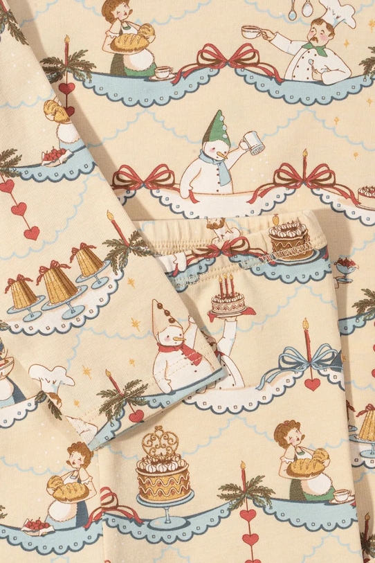 Chłopiec Konges Sløjd komplet niemowlęcy BASIC BODY/PANTS SET GOTS KS101888 beżowy