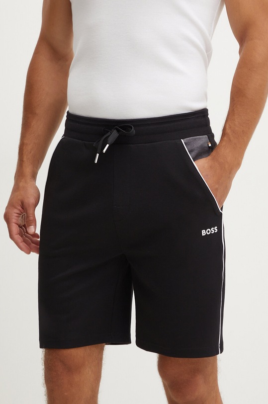 BOSS pantaloni scurți de lounge tricotaj negru 50521812
