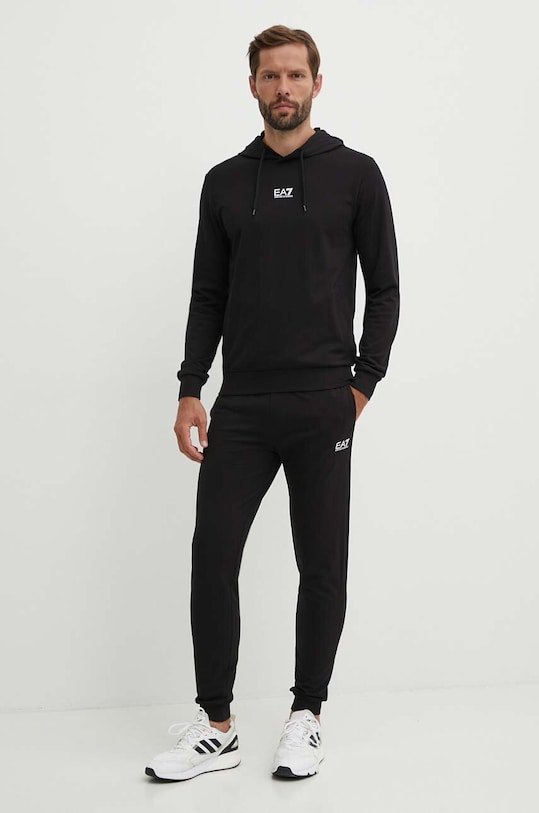 Бавовняний спортивний костюм EA7 Emporio Armani гладкий чорний PJVRZ.8NPV64.1200