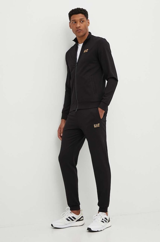 Хлопковый спортивный костюм EA7 Emporio Armani трикотаж чёрный PJVRZ.8NPV60.0208