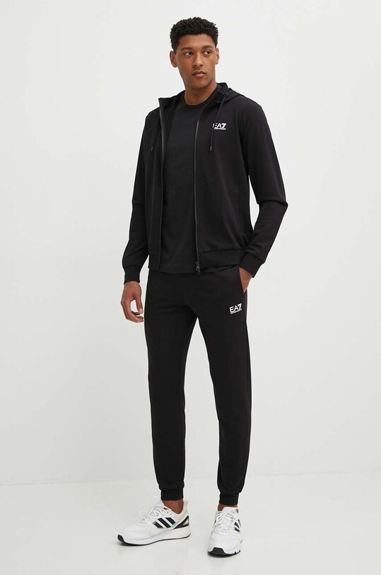 Pamučna trenirka EA7 Emporio Armani pletivo crna PJVRZ.8NPV63.1200