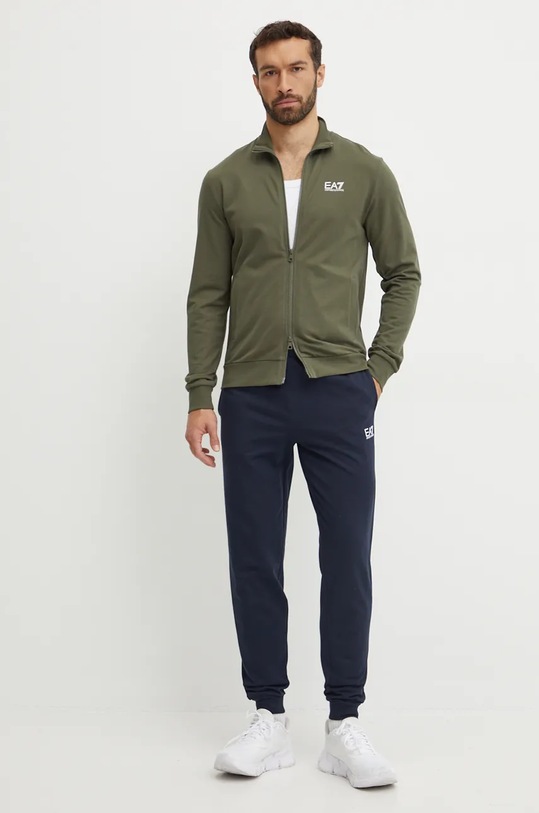 Bavlněná tepláková souprava EA7 Emporio Armani pletenina zelená PJVRZ.8NPV60.28BR