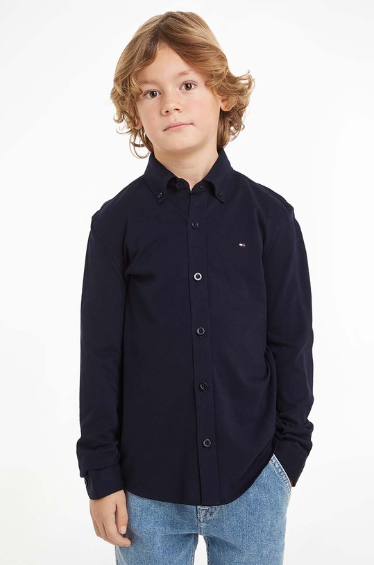 Tommy Hilfiger koszula bawełniana dziecięca bawełna granatowy KB0KB09077.9BYH.80.122