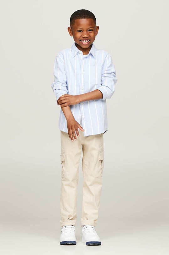 Dětská bavlněná košile Tommy Hilfiger modrá KB0KB09081.9BYH.104.122