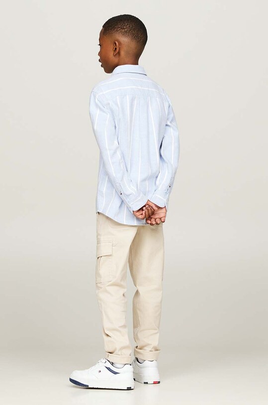 Детская хлопковая рубашка Tommy Hilfiger KB0KB09081.9BYH.128.176 голубой