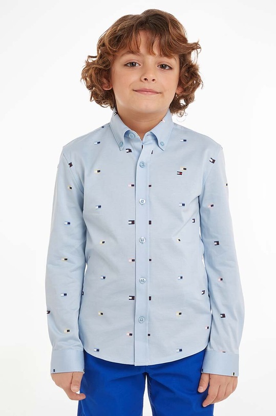 Tommy Hilfiger koszula bawełniana dziecięca wzorzyste niebieski KB0KB09136.9BYH.104.122