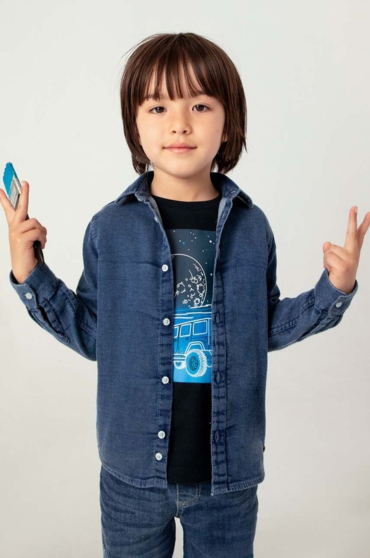 Mayoral koszula bawełniana jeansowa niebieski 4112.5G.Mini.9BYH