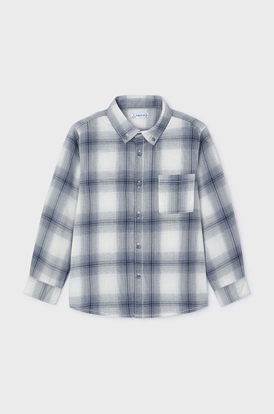 Детская хлопковая рубашка Mayoral узор серый 4114.5B.Mini.9BYH