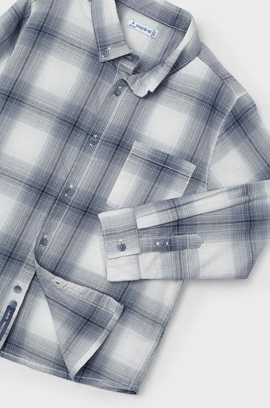 Детская хлопковая рубашка Mayoral 4114.5B.Mini.9BYH серый AW24