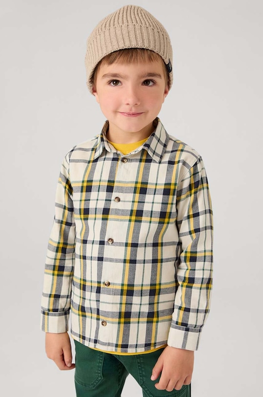 Mayoral koszula bawełniana dziecięca wzorzyste żółty 4115.5C.Mini.9BYH