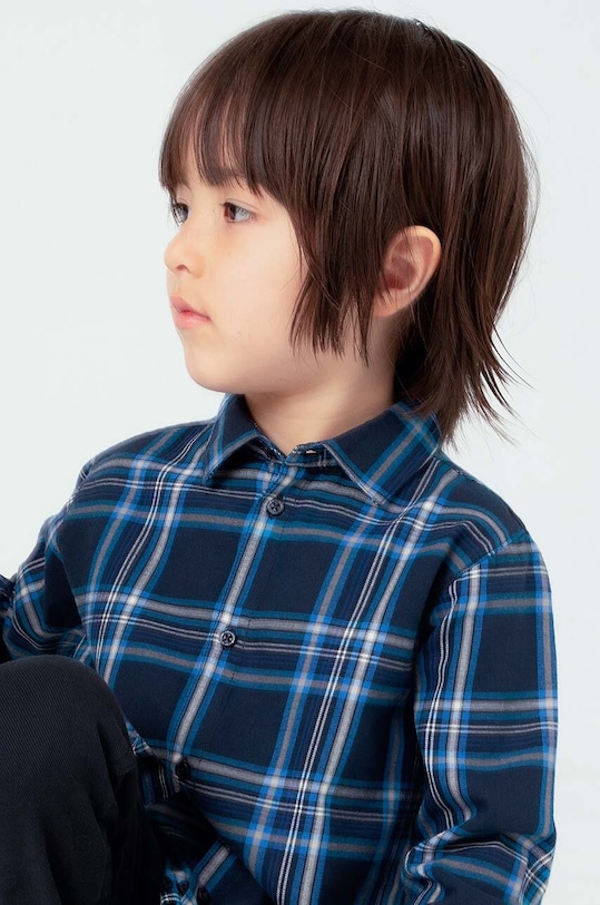 Детская хлопковая рубашка Mayoral голубой 4115.5C.Mini.9BYH