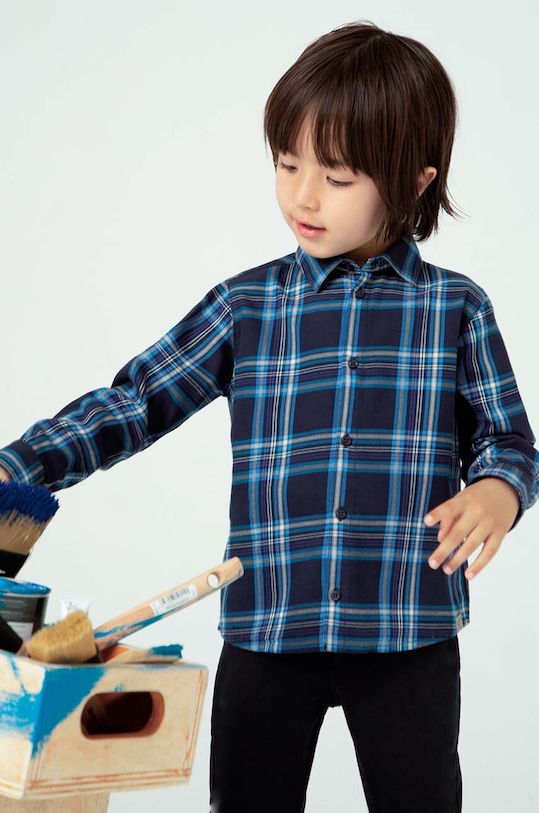 Детская хлопковая рубашка Mayoral 4115.5C.Mini.9BYH голубой