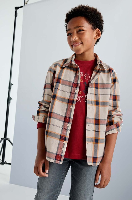 Mayoral koszula bawełniana dziecięca wzorzyste czerwony 7110.7B.Junior.9BYH