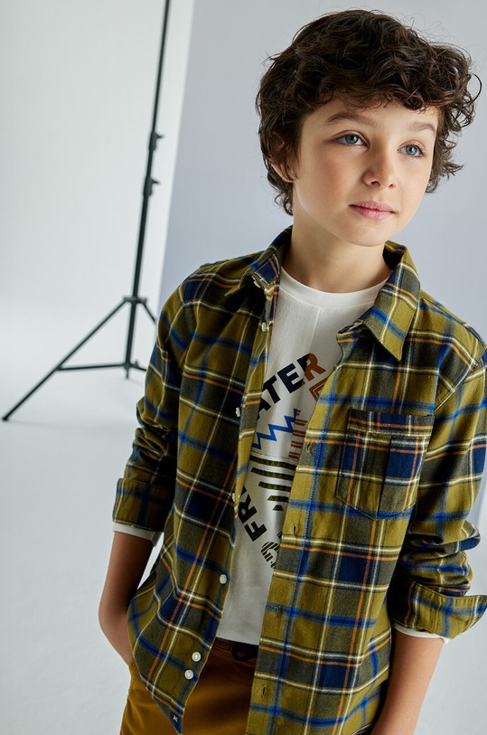 Detská bavlnená košeľa Mayoral 7111.7C.Junior.9BYH zelená