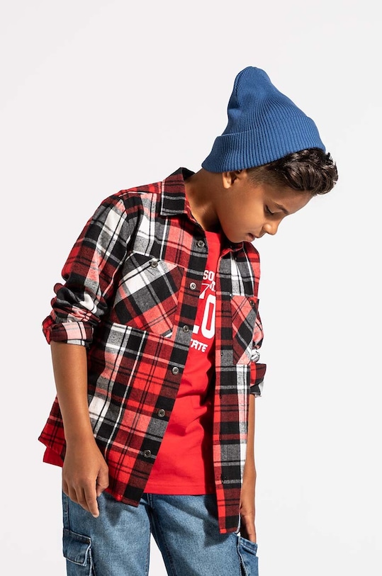 Coccodrillo koszula bawełniana dziecięca wzorzyste czerwony ZC4136102ABJ