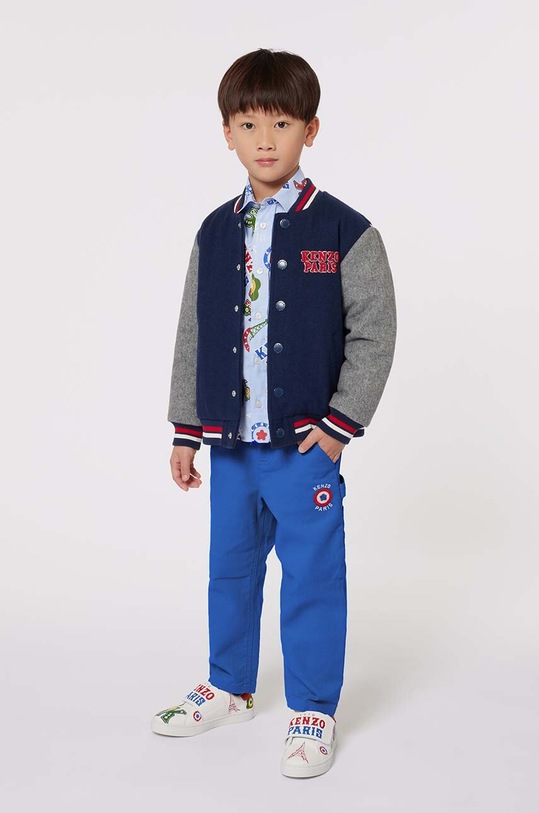 Chlapec Detská bavlnená košeľa Kenzo Kids K60806.102.108 modrá