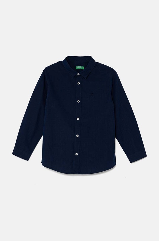 Παιδικό βαμβακερό πουκάμισο United Colors of Benetton μακρύ σκούρο μπλε 5DGXGQ00I.P.Seasonal