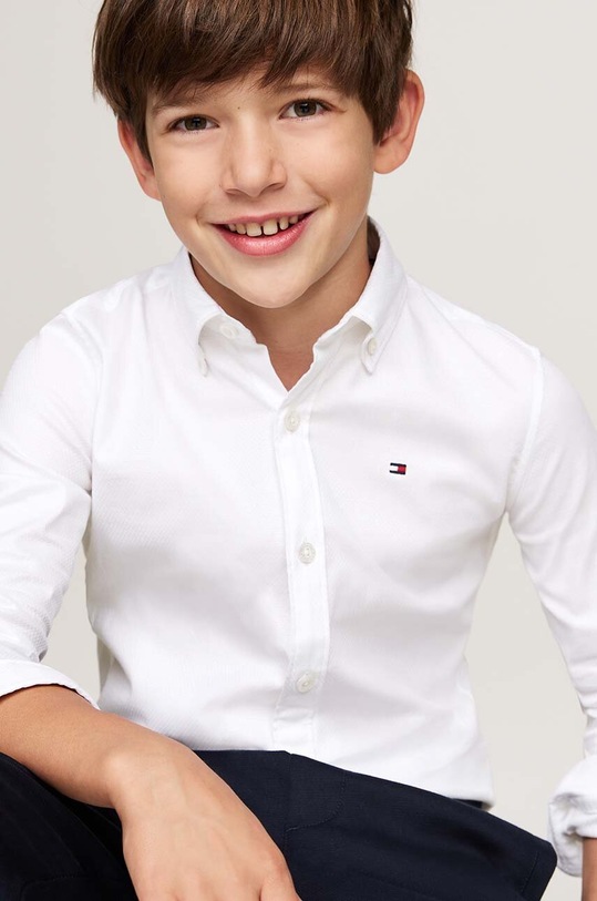Tommy Hilfiger koszula bawełniana dziecięca bawełna biały KB0KB09262.9BYH.98.122