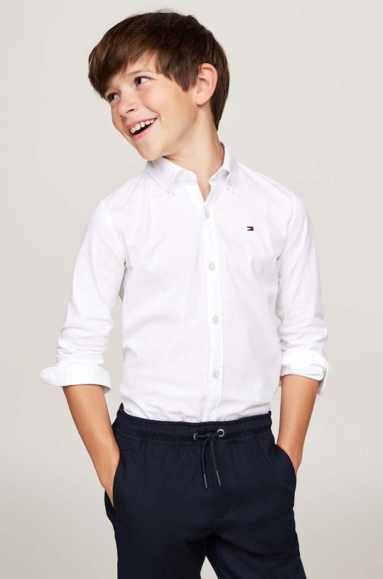 Chłopiec Tommy Hilfiger koszula bawełniana dziecięca KB0KB09262.9BYH.98.122 biały