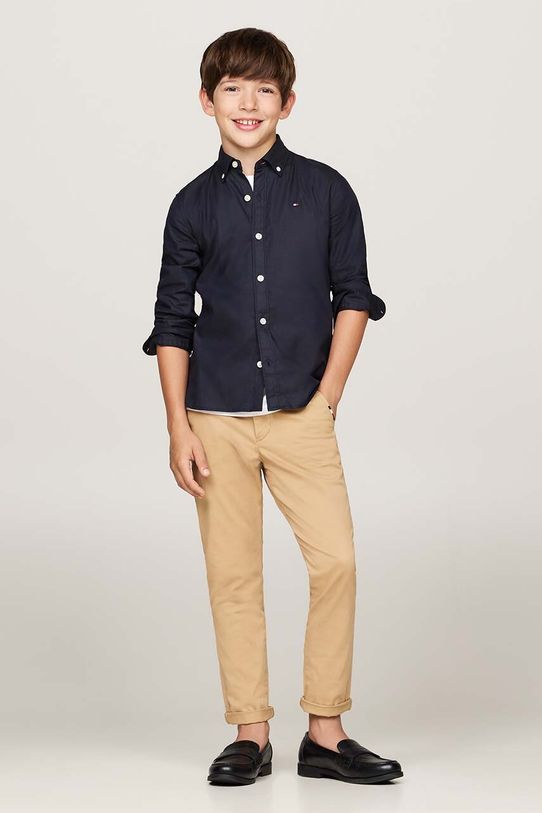 Tommy Hilfiger camasa de bumbac pentru copii bleumarin KB0KB09262.9BYH.98.122