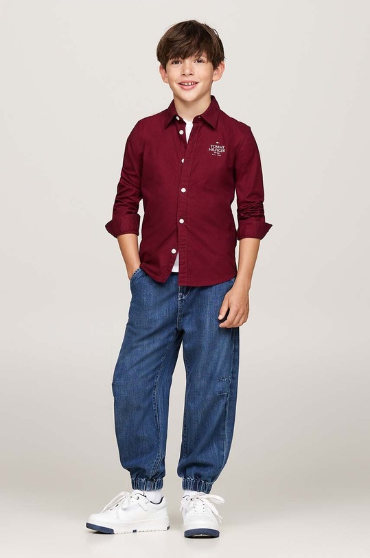 Παιδικό πουκάμισο Tommy Hilfiger μπορντό KB0KB09265.9BYH.128.176