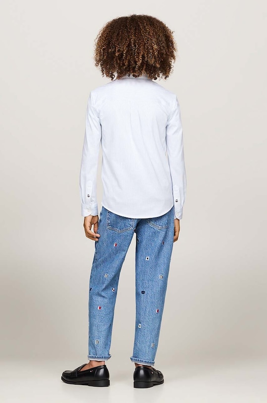 Dětská bavlněná košile Tommy Hilfiger KB0KB09267.9BYH.98.122 modrá